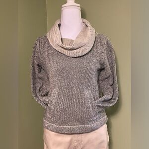 Eileen Fisher PETITE Cream and Gray Cowl Neck Sweater